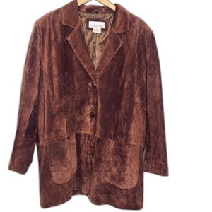 VTG Silhouettes Suede Coat Brown Jacket Overcoat Leather Hippie Sustainable 16W